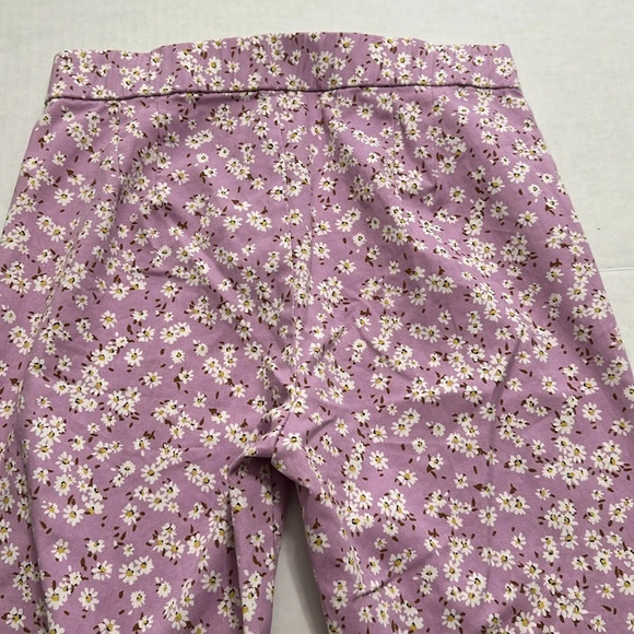 Zara Light Purple White Floral Print Flare Cropped Pants Womens Size Medium - Picture 4 of 12